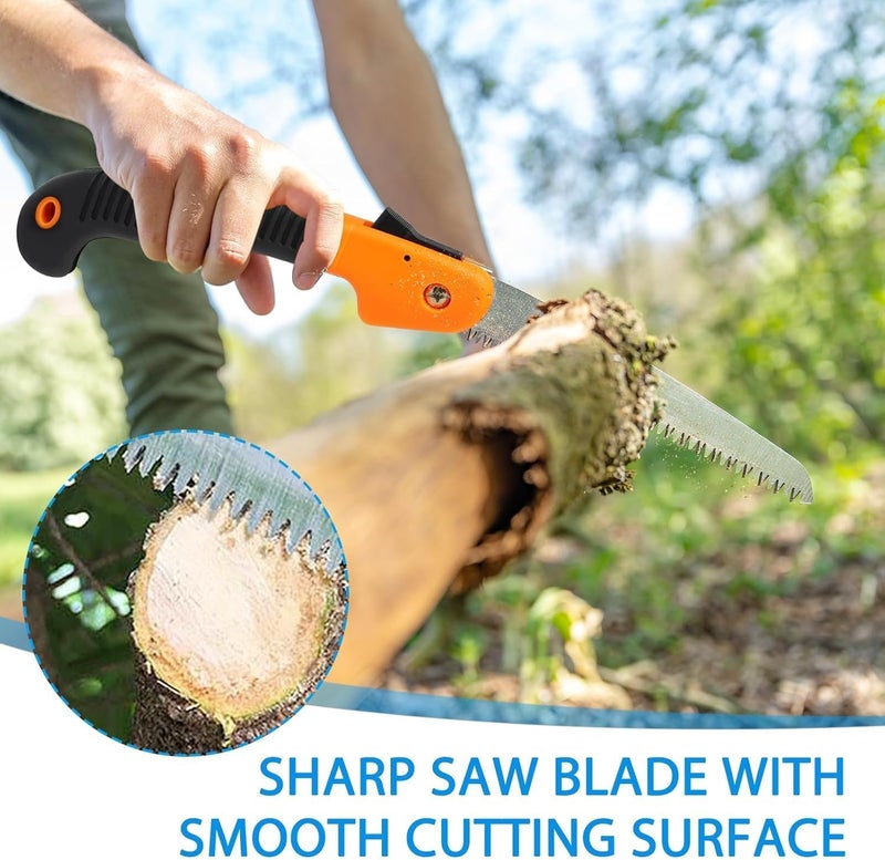 Folding Pruning Saw, Folding Hand Wood Saw Held Design Portable Survival Foldable Jab Saw, Rugged Comfort Soft Grip, Survival Equipment for Garden or Tree Pruning, Wood Working, 8'' - Image 2