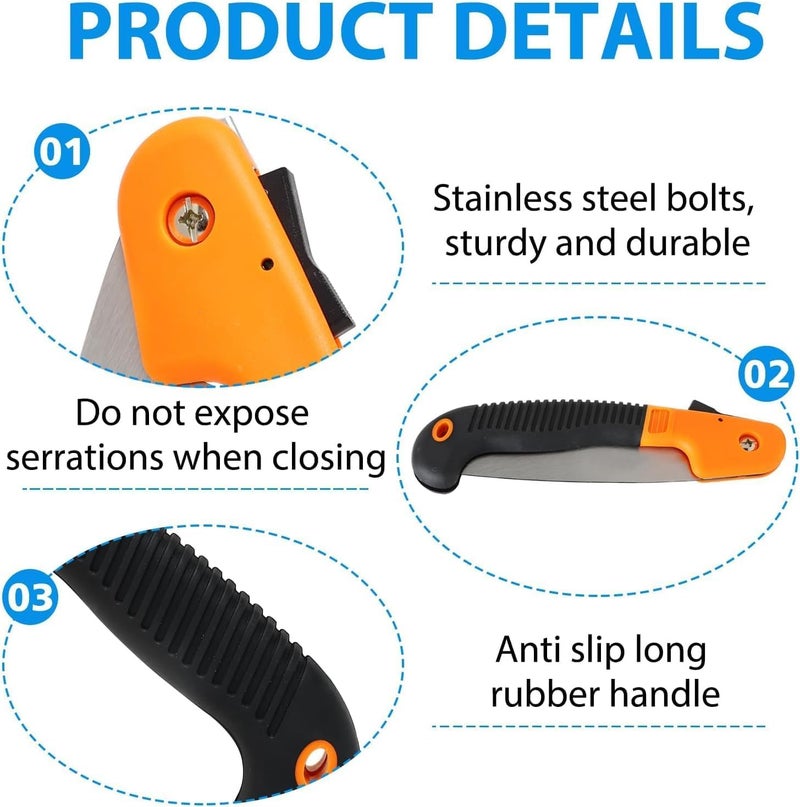 Folding Pruning Saw, Folding Hand Wood Saw Held Design Portable Survival Foldable Jab Saw, Rugged Comfort Soft Grip, Survival Equipment for Garden or Tree Pruning, Wood Working, 8'' - Image 5