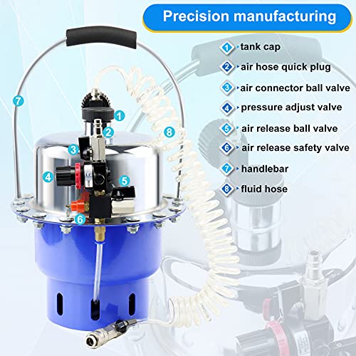 JoyFans Brake Bleeder Kit, Portable Air Pressure Pneumatic Brake Bleed System, Master Cylinder Brake & Clutch Fluid Bleeding Tool Set with Bleeder Machine, Collection Bottle and Adapters - Image 4
