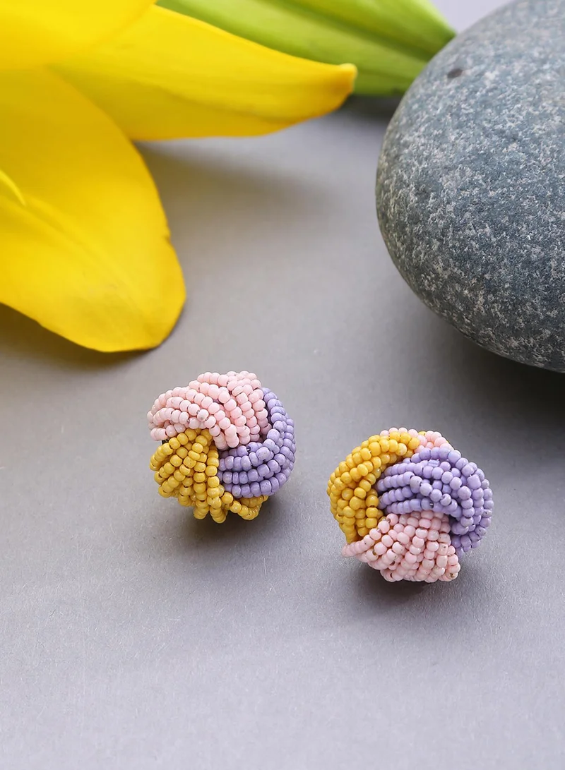 SOHI Pink & Purple Contemporary Artificial Stud Earring Jewellery