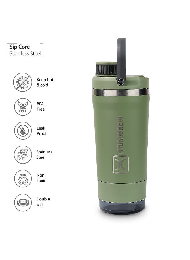 Hydrobrew Sip Core Stainless Steel Bottle w/t Tritan™ Container - 18/8 Premium Double Wall Stainless Steel - URBAN STONE - Image 4