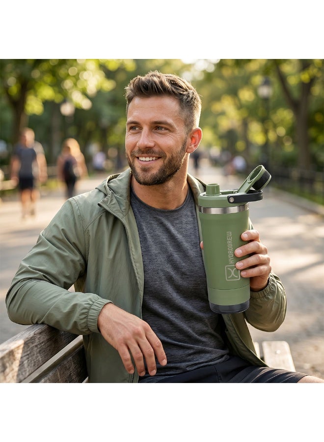 Hydrobrew Sip Core Stainless Steel Bottle w/t Tritan™ Container - 18/8 Premium Double Wall Stainless Steel - URBAN STONE - Image 2