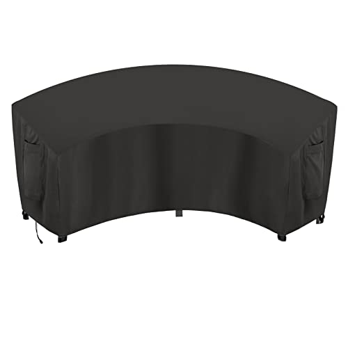 OutdoorLines Waterproof Curved Outdoor Sectional Cover - UV Resistant Windproof Patio Sectional Sofa Covers for Deck, Lawn and Backyard, Heavy Duty Furniture Covers (120Lx36Dx38Hx82FL, Black) - Image 1