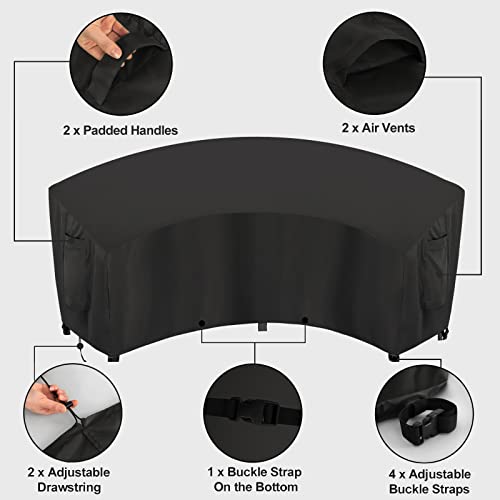 OutdoorLines Waterproof Curved Outdoor Sectional Cover - UV Resistant Windproof Patio Sectional Sofa Covers for Deck, Lawn and Backyard, Heavy Duty Furniture Covers (120Lx36Dx38Hx82FL, Black) - Image 5