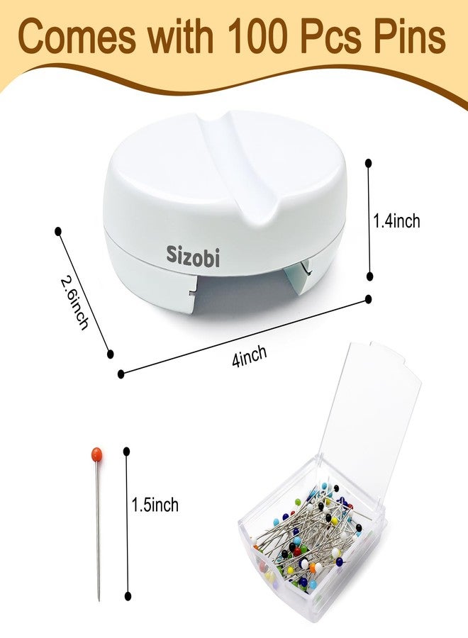 Sizobi Magnetic Pin Holder with 100 Pcs Ball Head Straight Pins, Magnetic Pin Cushions for Sewing, Sewing Supplies, Needle Magnetic Quilting Pins Holder Organizer, Bobby Pins Holder, White - Image 3