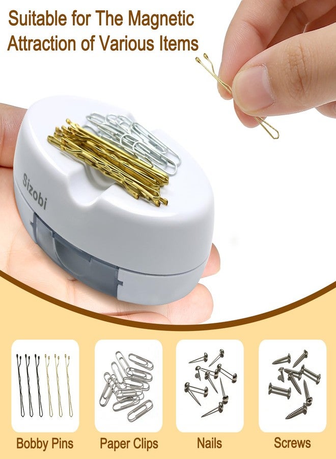 Sizobi Magnetic Pin Holder with 100 Pcs Ball Head Straight Pins, Magnetic Pin Cushions for Sewing, Sewing Supplies, Needle Magnetic Quilting Pins Holder Organizer, Bobby Pins Holder, White - Image 4