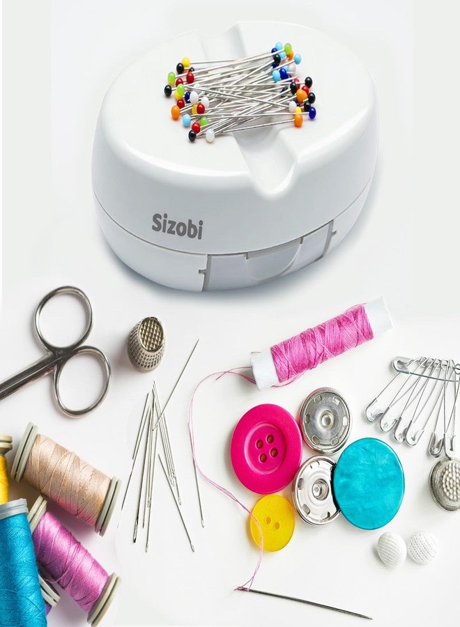 Sizobi Magnetic Pin Holder with 100 Pcs Ball Head Straight Pins, Magnetic Pin Cushions for Sewing, Sewing Supplies, Needle Magnetic Quilting Pins Holder Organizer, Bobby Pins Holder, White - Image 5