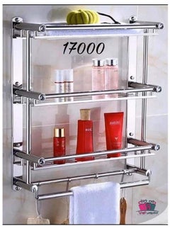 Generic Bathroom clothes dryer and stainless steel 100% rust-proof stainless steel 3-tier clothes dryer and towel rack for hanging towels and also with hooks The product comes with all its accessories Rust-proof and adds an aesthetic look to your bathroom  - Image 1