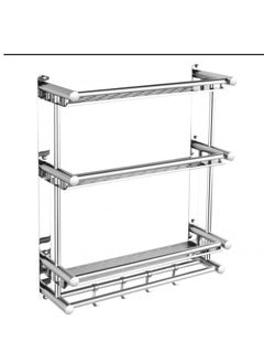 Generic Bathroom clothes dryer and stainless steel 100% rust-proof stainless steel 3-tier clothes dryer and towel rack for hanging towels and also with hooks The product comes with all its accessories Rust-proof and adds an aesthetic look to your bathroom  - Image 3