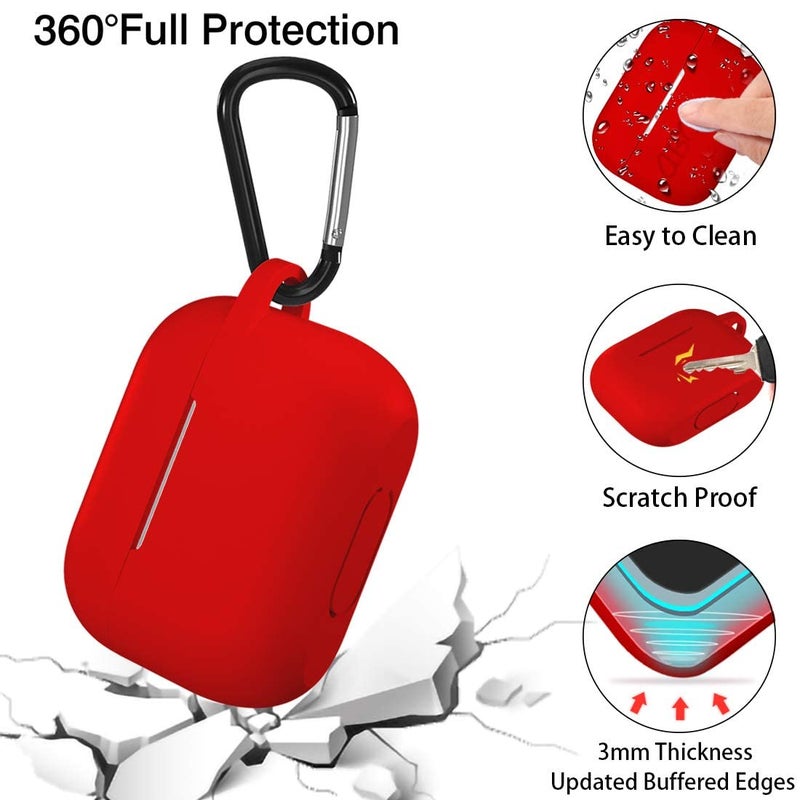 Lerobo for AirPods Pro 2 Case Cover,Shock-Proof Silicone Skin Full Protective Cover Compatible with Apple Airpod Pro Case,Supports Wireless Charging with Durable Carabiner Front LED Visible,Red - Image 3