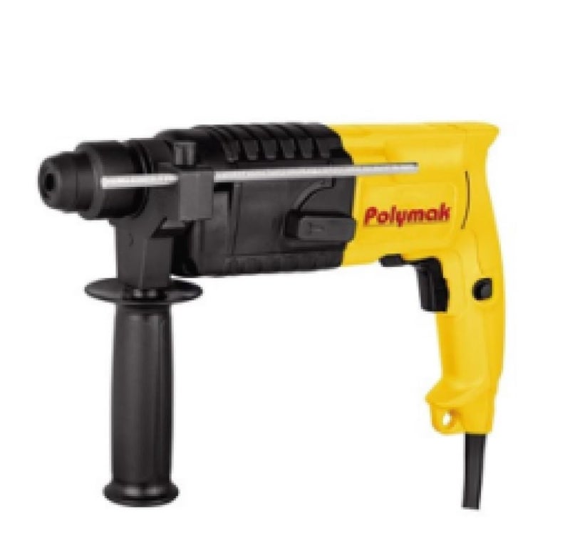 Polymak 800W Rotary Hammer Drill | 22 mm | Heavy-Duty Drilling & Chiseling Tool | 1000 RPM | 2.2 J Impact Energy | Quick-Change System | Lightweight 2.6 kg | Soft-Grip Handle | 6-Month Warranty|Yellow - Image 1