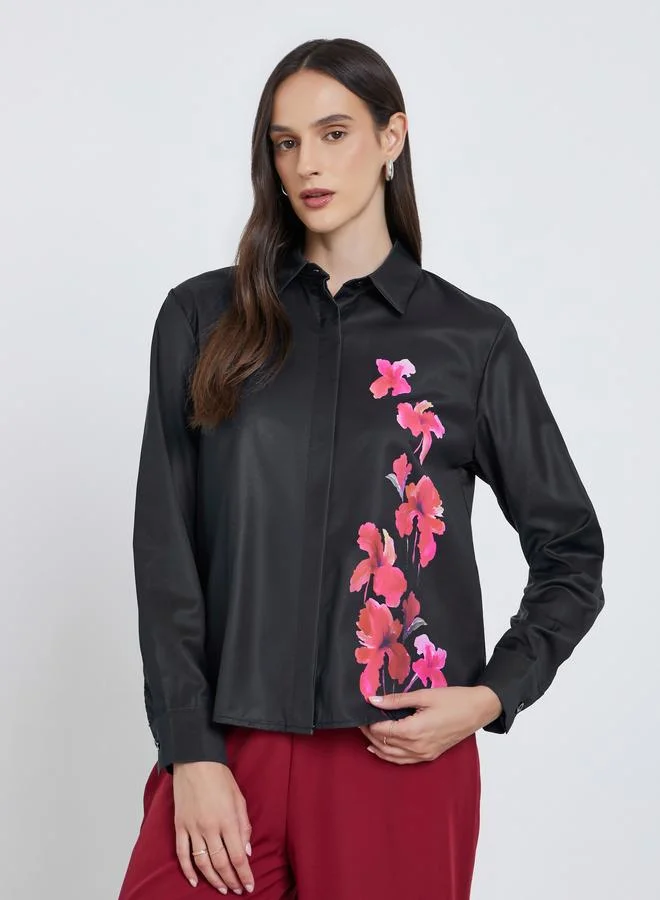 Styli Styli Floral Print Spread Collar Buttoned Shirt