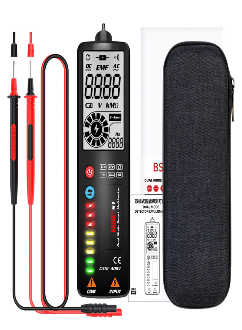 BSIDE S1 Dual Mode True RMS Digital Multimeter & Voltage Detector Handheld Smart Universal Meter 2000 Counts Auto Range Voltmeter V~Alert AC/DC Voltage Frequency Resistance Measurement Continuity - Image 1