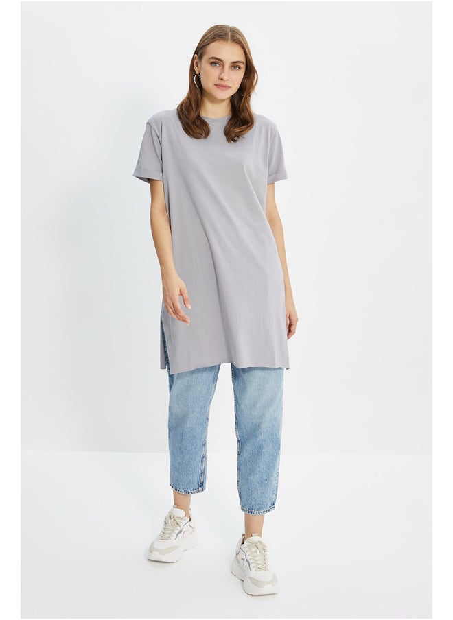 Gray 100% Cotton Basic Short Sleeves Slit Single Jersey T-Shirt TCTSS21TN0056 - pzsku/Z5E9724346FA617857478Z/45/_/1730941422/3cd80851-7f44-49c5-8b78-2fead9bc2e4f