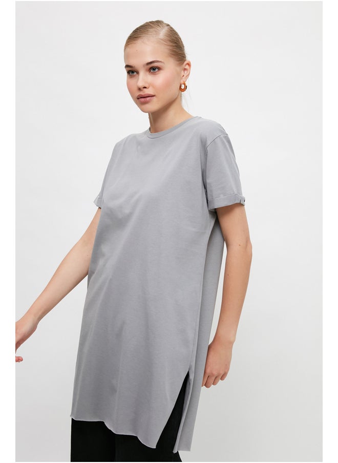 Gray 100% Cotton Basic Short Sleeves Slit Single Jersey T-Shirt TCTSS21TN0056 - pzsku/Z5E9724346FA617857478Z/45/_/1730941424/3201cf2a-7764-46f5-88ce-cd817d532fc9