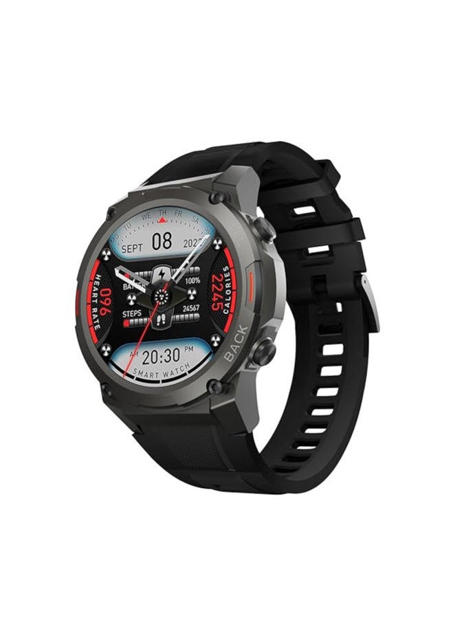 Crossbeats CrossBeats Armour 1.43" Super AMOLED Swimproof Always ON Bluetooth Calling Rugged Outdoor Military Standard Certified, 125+ Sports Modes, 15 Day Battery Life Smartwatch for Men (Black)  - Image 1