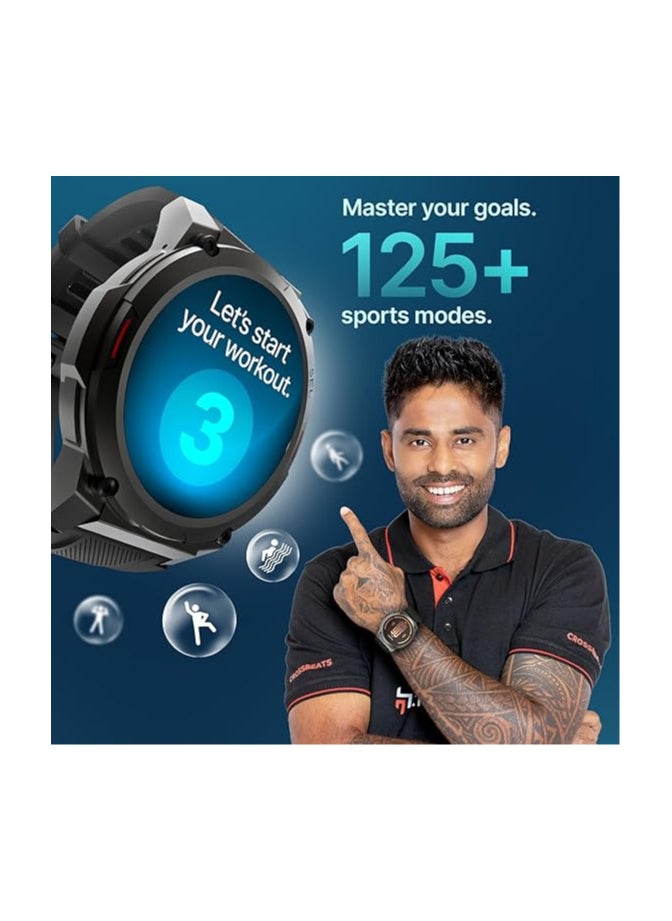 Crossbeats CrossBeats Armour 1.43" Super AMOLED Swimproof Always ON Bluetooth Calling Rugged Outdoor Military Standard Certified, 125+ Sports Modes, 15 Day Battery Life Smartwatch for Men (Black)  - Image 4