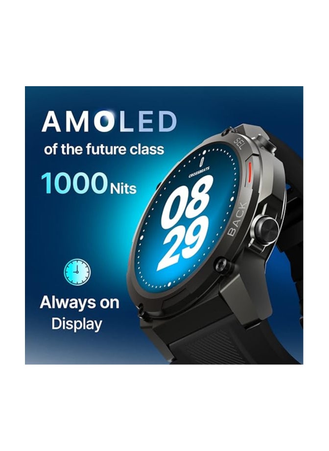 Crossbeats CrossBeats Armour 1.43" Super AMOLED Swimproof Always ON Bluetooth Calling Rugged Outdoor Military Standard Certified, 125+ Sports Modes, 15 Day Battery Life Smartwatch for Men (Black)  - Image 2