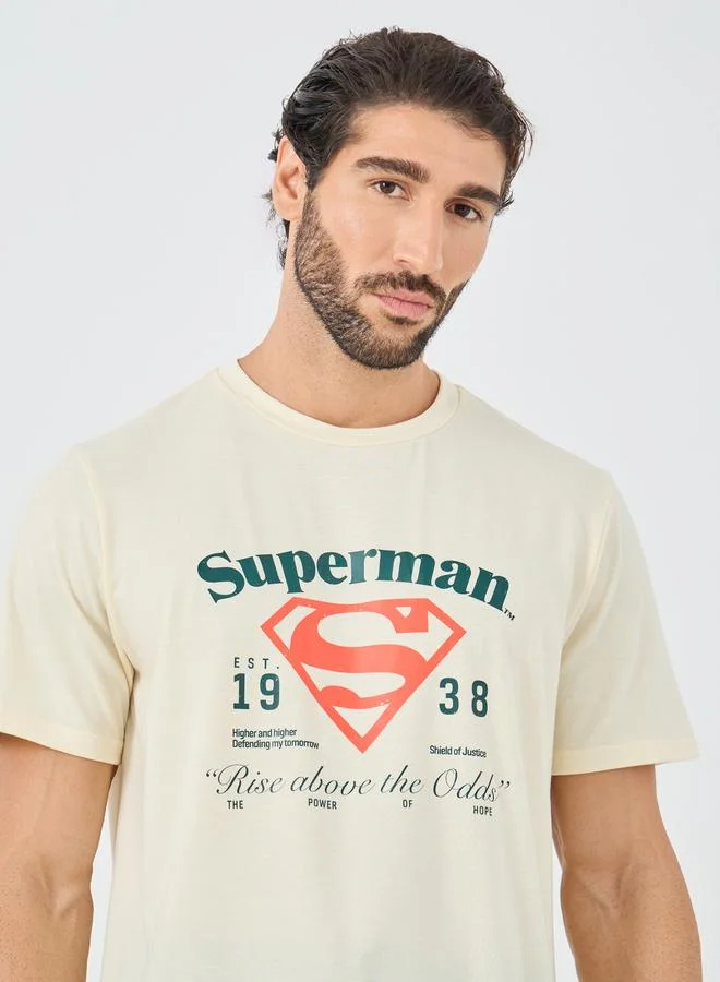 Styli Styli Superman Graphic Print T-Shirt and Placement Print Pyjama Set