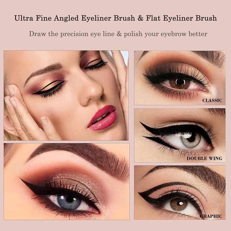 Raffaello Ultra-Thin Eyebrow Brush Set - Raffaello 3Pcs Angled Precision Eyeliner Makeup Brushes, Cruelty-Free Synthetic Bristles Slanted Eyeshadow Eye Brow Tinting Kit (Black) - Image 3