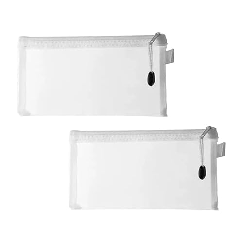 CEPLO Transparent Plastic Zipper Pouch – Mesh Storage Bag for Stationery, Documents, Makeup, Travel, School & Office –Waterproof Organizer for Pens, Certificates, Cosmetics,Envelope Bag (Small 2PC) - Image 1