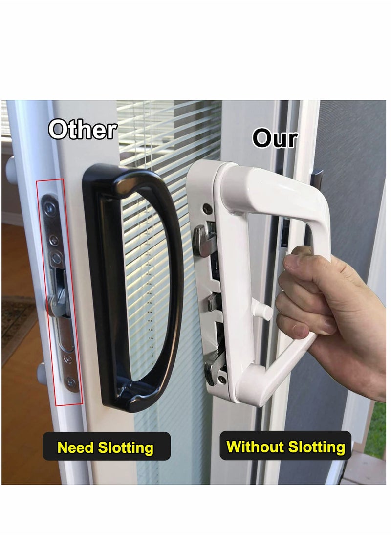 SYOSI - Sliding Patio Door Handle Set Replace Old or Damaged Handles Quickly And Easily White Diecast Mortise Style with Keyed Fits 4-15/16”Hole Spacing - Image 1
