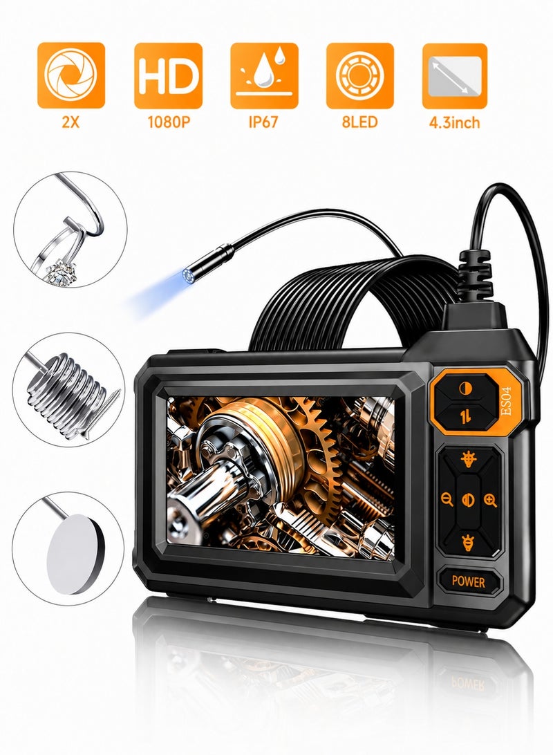 SKT Shiketro HD Borescope, 4.3-inch screen,Endoscope Camera with 8 led Light, IP67 Waterproof Endoscope, 8.5mm Snake Camera - Image 4