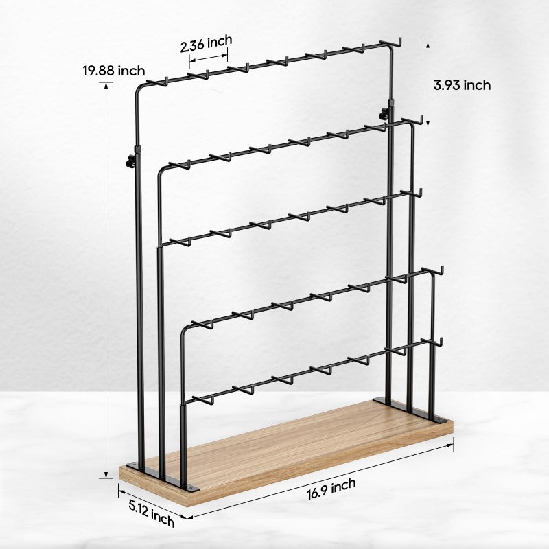 ORLESS Jewelry Display for Vendors, Earring Display Stand for Selling, Necklace Display Holder for Selling, Earring Cards Organizer for Bracelets, Rings, Jewelry Towers, Original Wood (35 Hooks) - Image 4