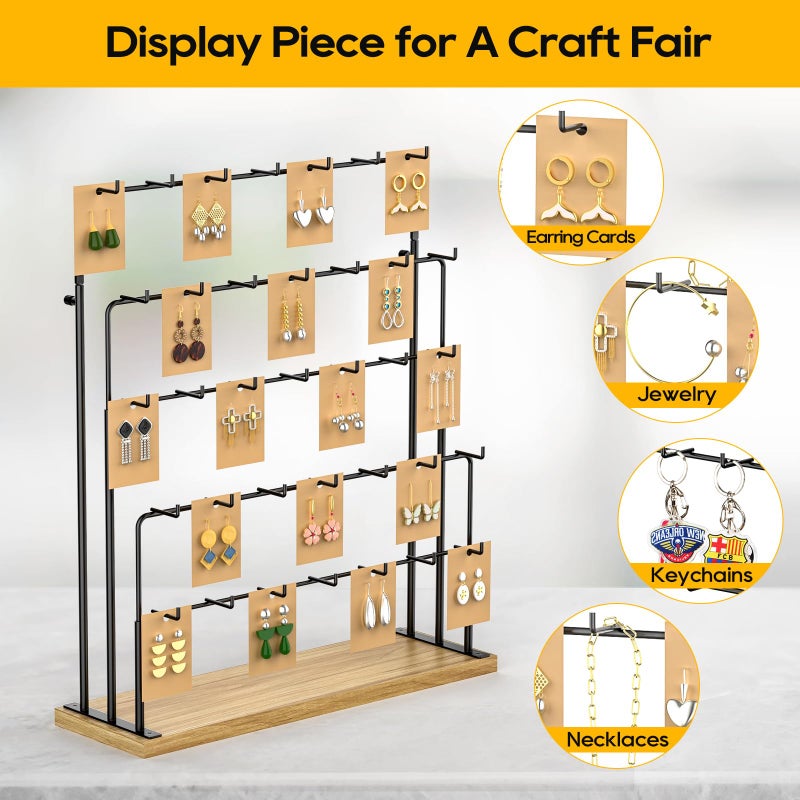 ORLESS Jewelry Display for Vendors, Earring Display Stand for Selling, Necklace Display Holder for Selling, Earring Cards Organizer for Bracelets, Rings, Jewelry Towers, Original Wood (35 Hooks) - Image 2