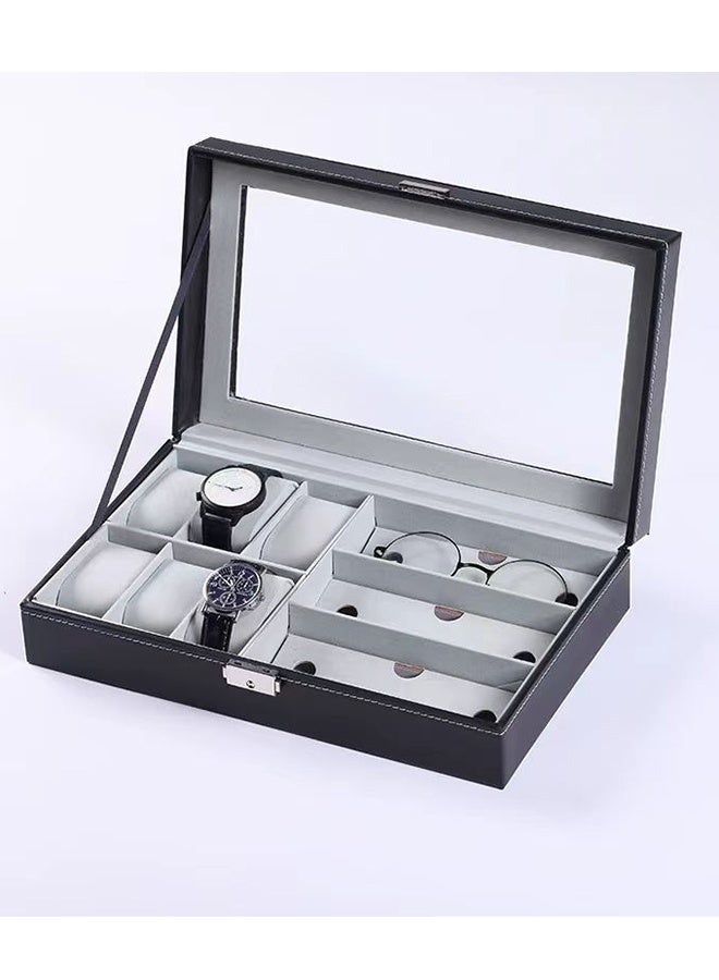 رولستيمي متعددة الوظائف ووتش مربع تخزين للرجال النساء ، 6 ووتش و 3 النظارات الشمسية مربع مع الزجاج عرض قفل و مفتاح - Image 2
