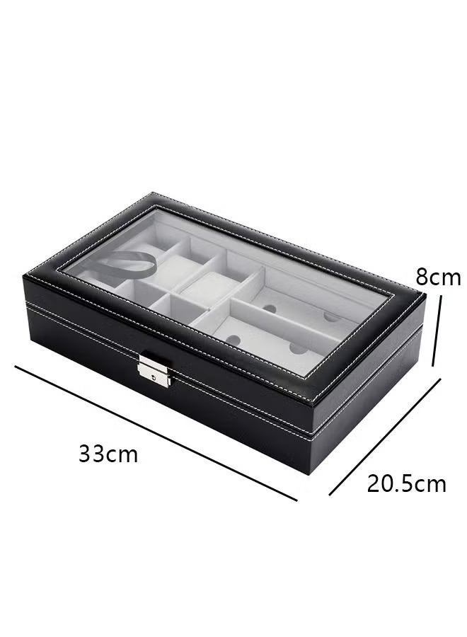 رولستيمي متعددة الوظائف ووتش مربع تخزين للرجال النساء ، 6 ووتش و 3 النظارات الشمسية مربع مع الزجاج عرض قفل و مفتاح - Image 3