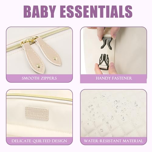 Tuwubi Diaper Bag Tote,Baby Diaper Bag with Pacifier Case Large Travel Diaper Tote Caddy for Mom and Dad Multifunction Large Baby Bag - White - Image 3