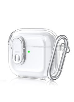 For Airpods 4 Case Cover (2024), Secure Lock Clear Soft TPU Anti-drop Anti-scratch Protective Cover with Keychain - Clear