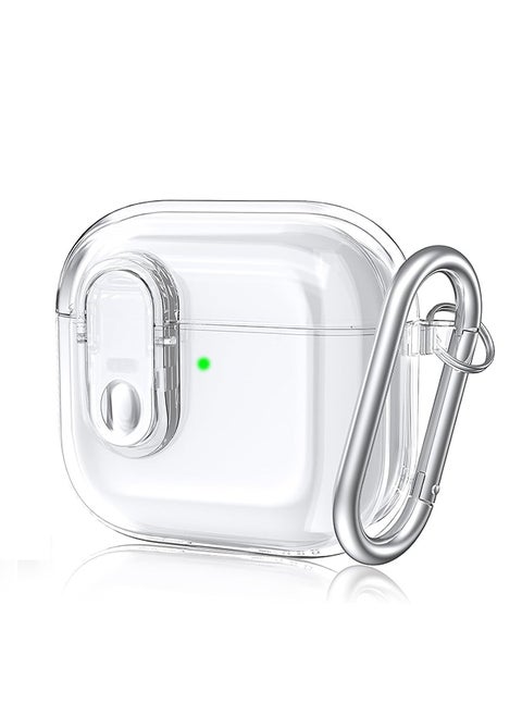 For Airpods 4 Case Cover (2024), Secure Lock Clear Soft TPU Anti-drop Anti-scratch Protective Cover with Keychain - Clear