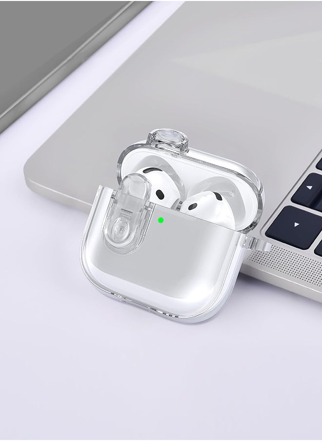 O Ozone - For Airpods 4 Case Cover (2024), Secure Lock Clear Soft TPU Anti-drop Anti-scratch Protective Cover with Keychain - Clear - Image 1
