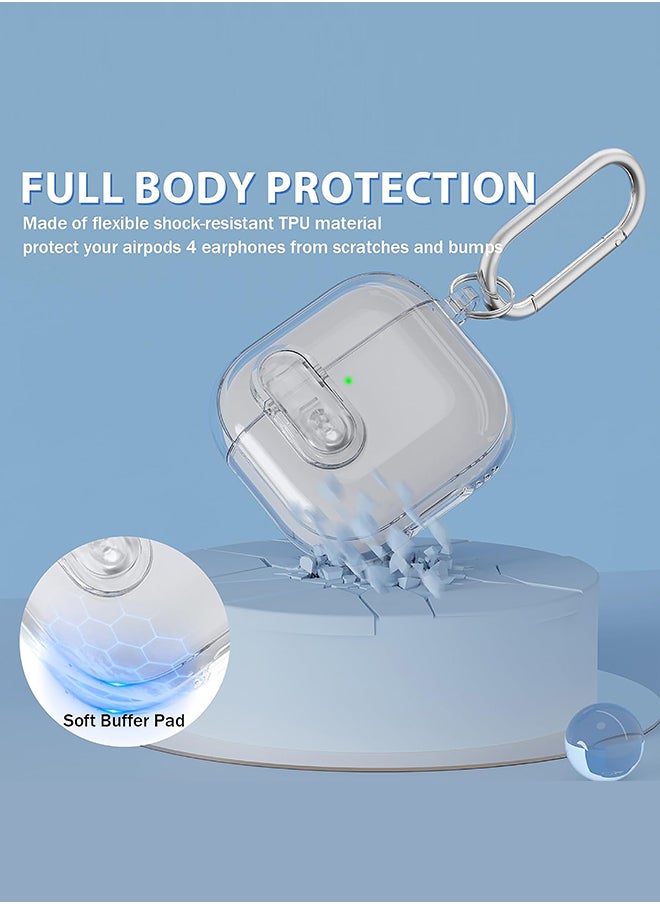 O Ozone - For Airpods 4 Case Cover (2024), Secure Lock Clear Soft TPU Anti-drop Anti-scratch Protective Cover with Keychain - Clear - Image 1