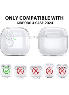 O Ozone For Airpods 4 Case Cover (2024), Secure Lock Clear Soft TPU Anti-drop Anti-scratch Protective Cover with Keychain - Clear  - Image 2