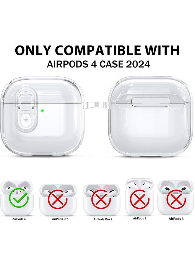 O Ozone - For Airpods 4 Case Cover (2024), Secure Lock Clear Soft TPU Anti-drop Anti-scratch Protective Cover with Keychain - Clear - Image 1