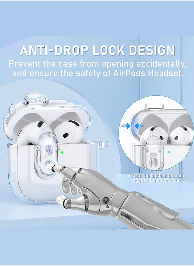 O Ozone - For Airpods 4 Case Cover (2024), Secure Lock Clear Soft TPU Anti-drop Anti-scratch Protective Cover with Keychain - Clear - Image 1