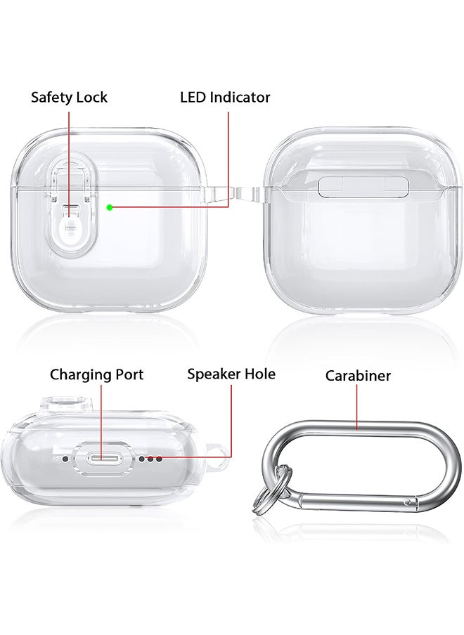 O Ozone - For Airpods 4 Case Cover (2024), Secure Lock Clear Soft TPU Anti-drop Anti-scratch Protective Cover with Keychain - Clear - Image 1