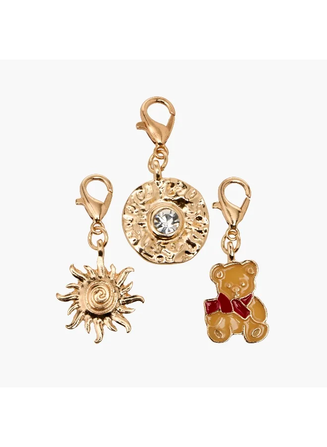 LIFESTYLE Set of 3 - Gold Tone Charm with Lobster Clasp