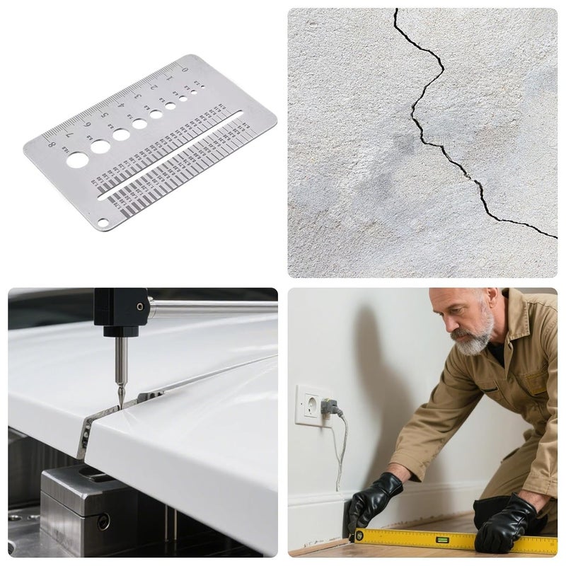 Stainless Steel Crack Width Gauge Precision Measuring Ruler for Concrete Wall Masonry Structural Inspection - Image 3