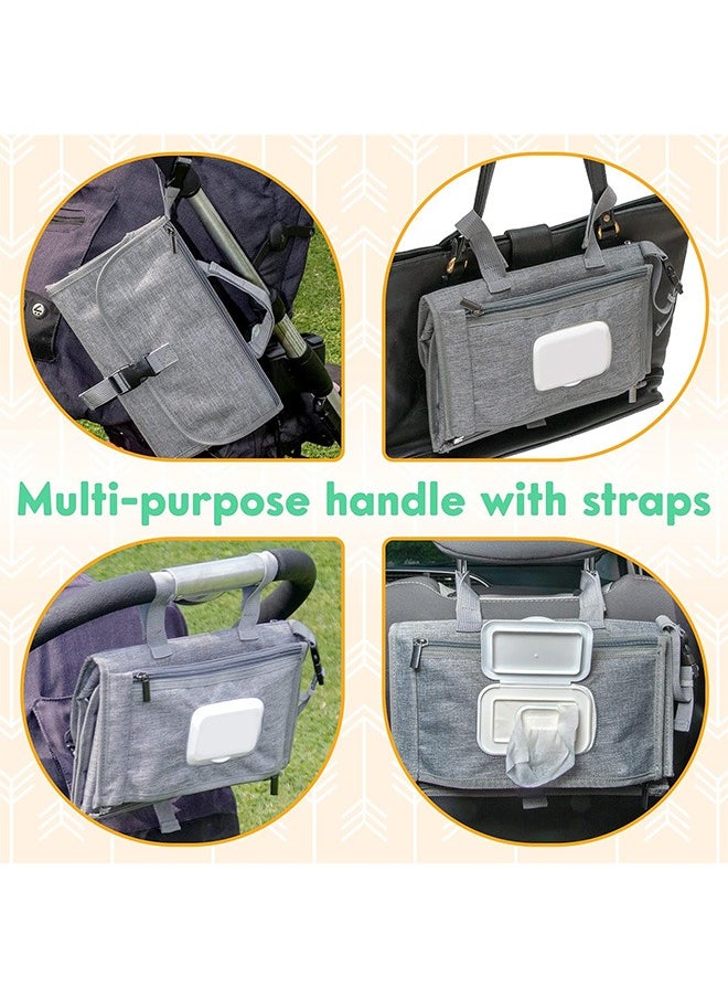 Hihonor Baby Portable Diaper Changing Pad - Baby Changing Pad and Diaper Changer Travel Bag, Smart Design Baby Changing Mat, Portable Changing Pad for Baby - Baby Changing Station, Infant Gift - Grey  - Image 3