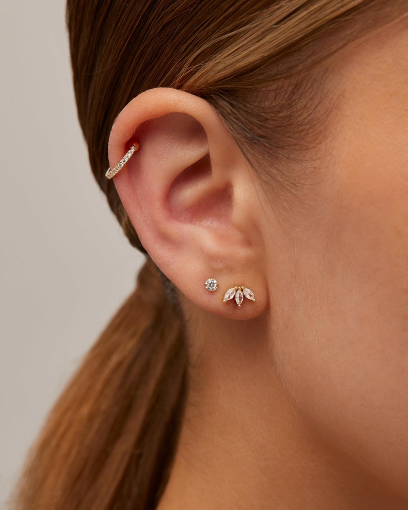 PAVOI Rhodium Plated 925 Sterling Silver Post Navette CZ Flat Back Earrings for Women | Small Cartilage Cubic Zirconia Stud Earring | Helix Piercing Jewelry - Image 2