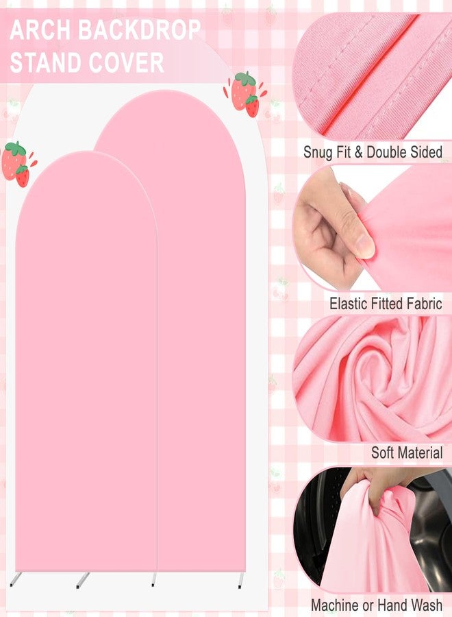 Newleafly Set of 2 Arch Backdrop Cover 7.2FT, 6FT Pink and Berry First Birthday Decal Sign - Adjustable Round Top Chiara Backdrop Stand Covers for Wedding Birthday Party Baby Shower Banquet Decoration - Image 4
