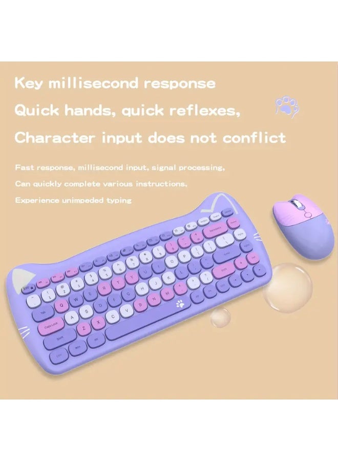 موفيفي MOFii لطيف القط أذن لوحة المفاتيح اللاسلكية والفأر كومبو، 84 مفتاح المدمجة الحجم الكامل، الصامت، المحمولة، البصرية، ABS المواد، بطارية AAA غير القابلة لإعادة الشحن، 2.4GHz غير اللاسلكية، للكمبيوتر الشخصي - Image 3