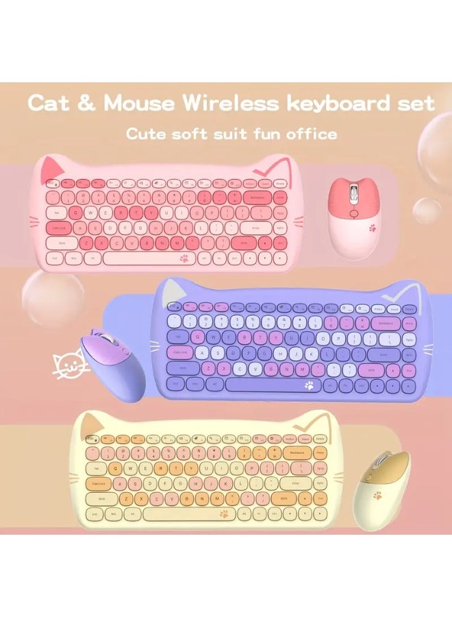 موفيفي MOFii لطيف القط أذن لوحة المفاتيح اللاسلكية والفأر كومبو، 84 مفتاح المدمجة الحجم الكامل، الصامت، المحمولة، البصرية، ABS المواد، بطارية AAA غير القابلة لإعادة الشحن، 2.4GHz غير اللاسلكية، للكمبيوتر الشخصي - Image 5