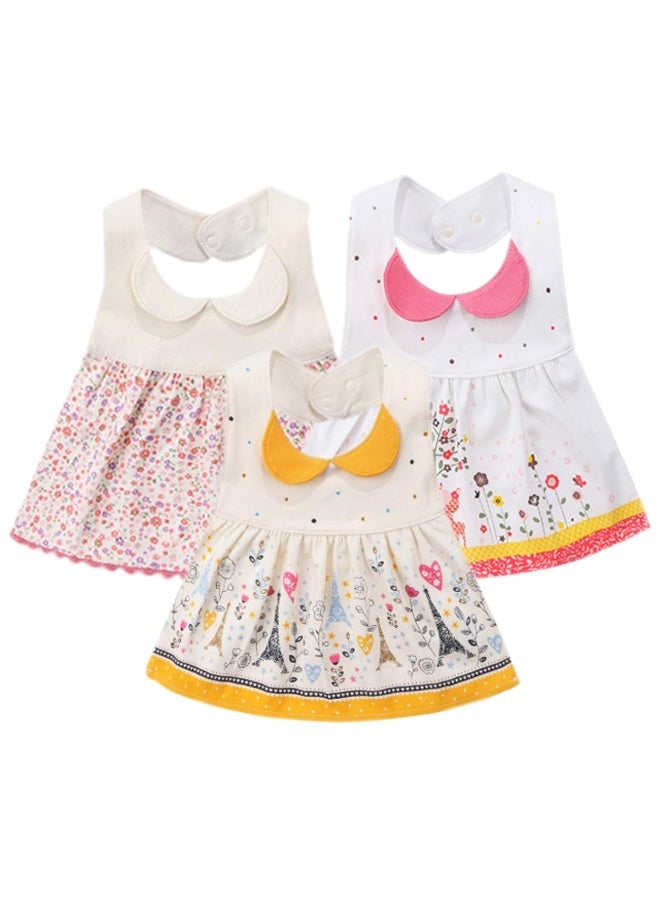 GZMM 3-Pack Baby Girl's Bibs Dress Infant Toddler waterproof Burp Cloths With Adjustable Snaps - Image 1
