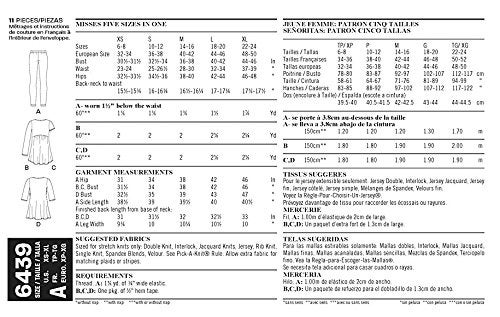 NEW LOOK Patterns Misses' Knit Tunics with Leggings Size A (XS-S-M-L-XL) 6439 - Image 2