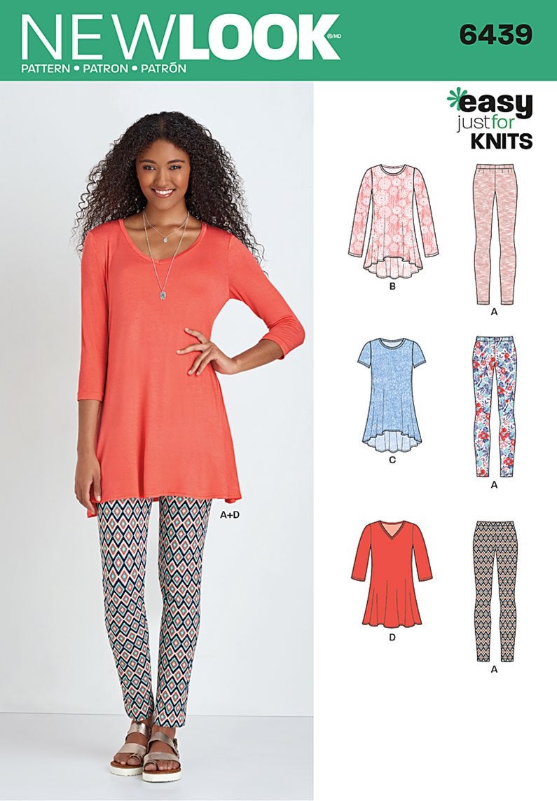 NEW LOOK Patterns Misses' Knit Tunics with Leggings Size A (XS-S-M-L-XL) 6439 - Image 5